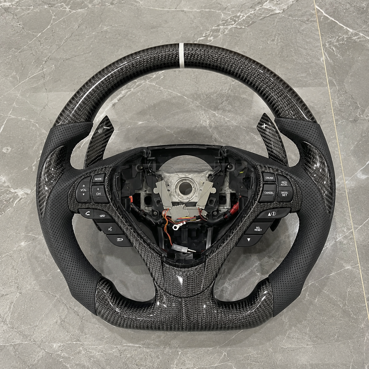 2007-2009 Acura TL Sport Leather Carbon Fiber Steering Wheel with Shift Paddles