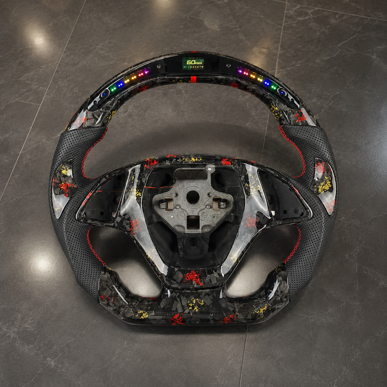 2014-2021 Chevrolet Camaro/Corvette C7 LED Forged Carbon Fiber Steering Wheel