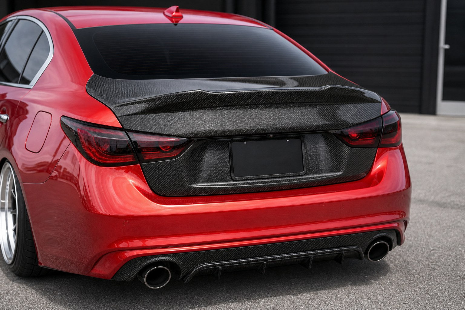 2014-2024 Infiniti Q50 V37 Carbon Fiber Decklid - Installed context
