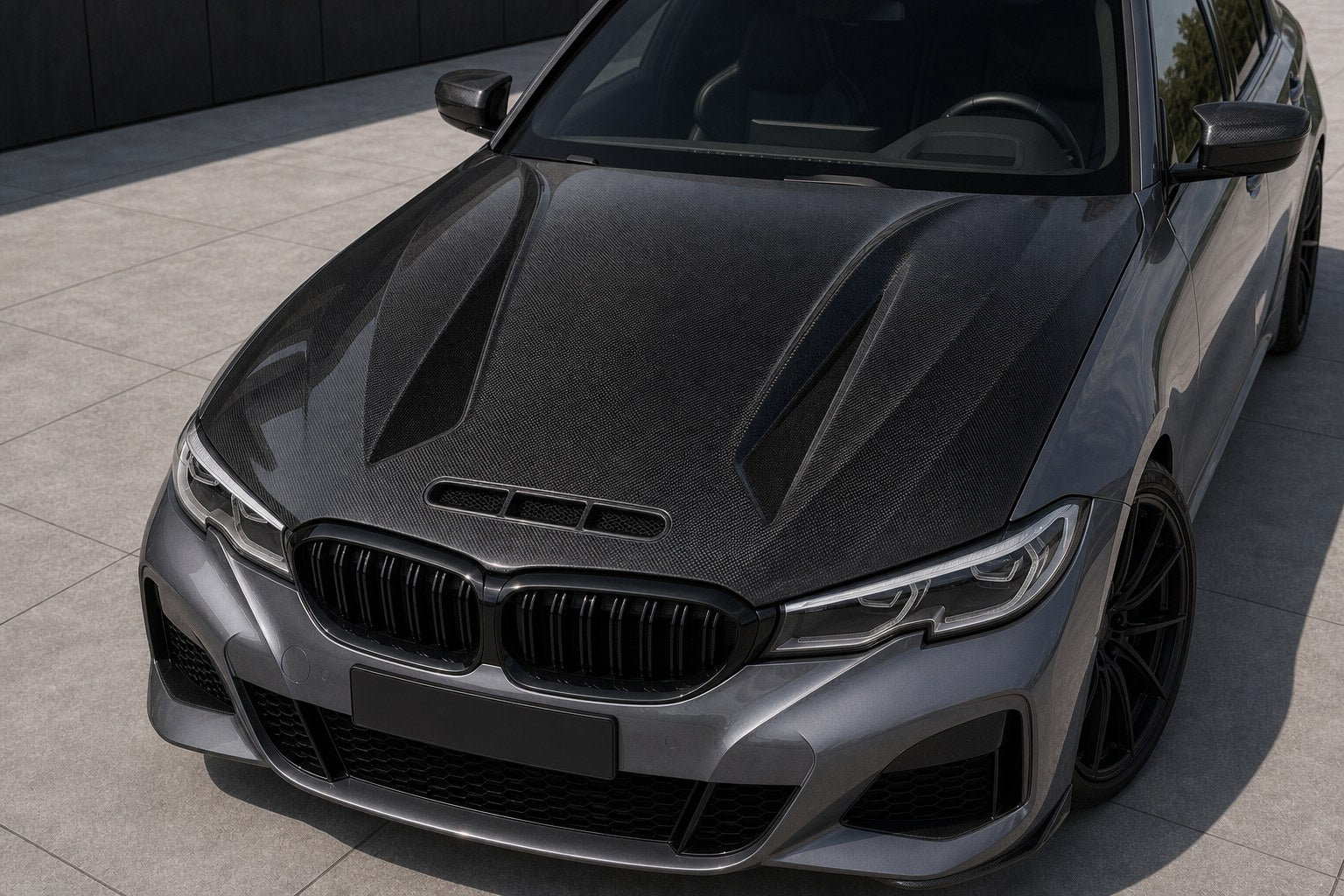 2019-2022 BMW 3 Series G20/G28 Pre-LCI Carbon Fiber Hood - Installed context