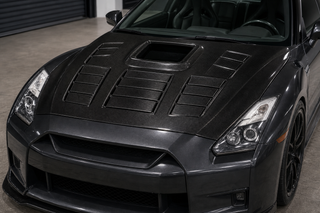 2009-2024 Nissan GT-R R35 Carbon Fiber Hood - Installed context