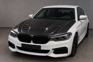 2011-2016 BMW 5 Series F10 / M5 F10 DTM Style Carbon Fiber Hood - Installed context
