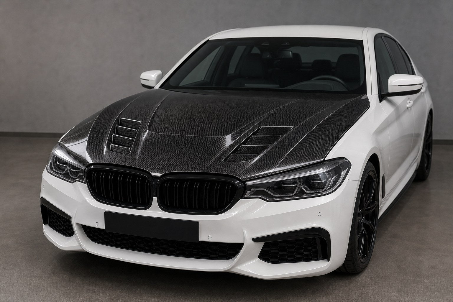 2011-2016 BMW 5 Series F10 / M5 F10 DTM Style Carbon Fiber Hood - Installed context