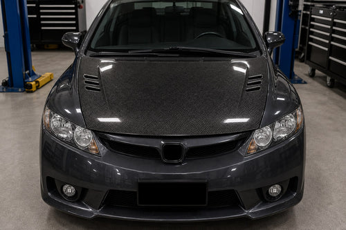 2006-2011 Honda Civic 8th Gen Carbon Fiber Hood - Installed context