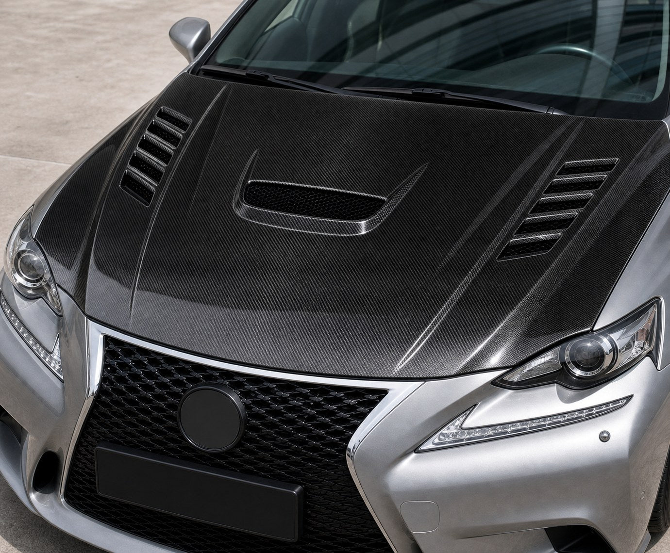 2014-2020 Lexus IS XE30 Carbon Fiber Hood - Installed context