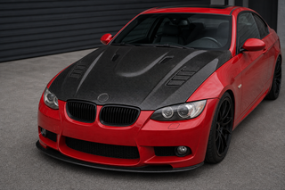 2007-2013 BMW 3 Series E92/E93 V-Style Carbon Fiber Hood - Installed context