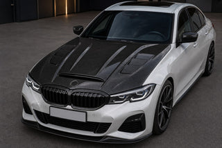 2019-2022 BMW 3 Series G20/G28 Pre-LCI Vented Carbon Fiber Hood - Installed context