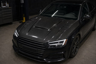 2017-2024 Audi A4 B9 Carbon Fiber Hood - Installed context