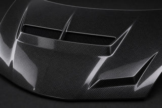 2009-2013 Honda Fit / Jazz GE8 T-R Style Carbon Fiber Hood - Detail closeup