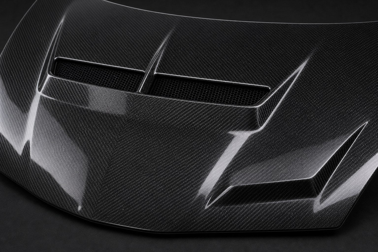 2009-2013 Honda Fit / Jazz GE8 T-R Style Carbon Fiber Hood - Detail closeup