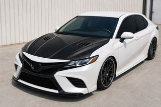 2018-2024 Toyota Camry XV70 V2 Style Carbon Fiber Hood - Installed context