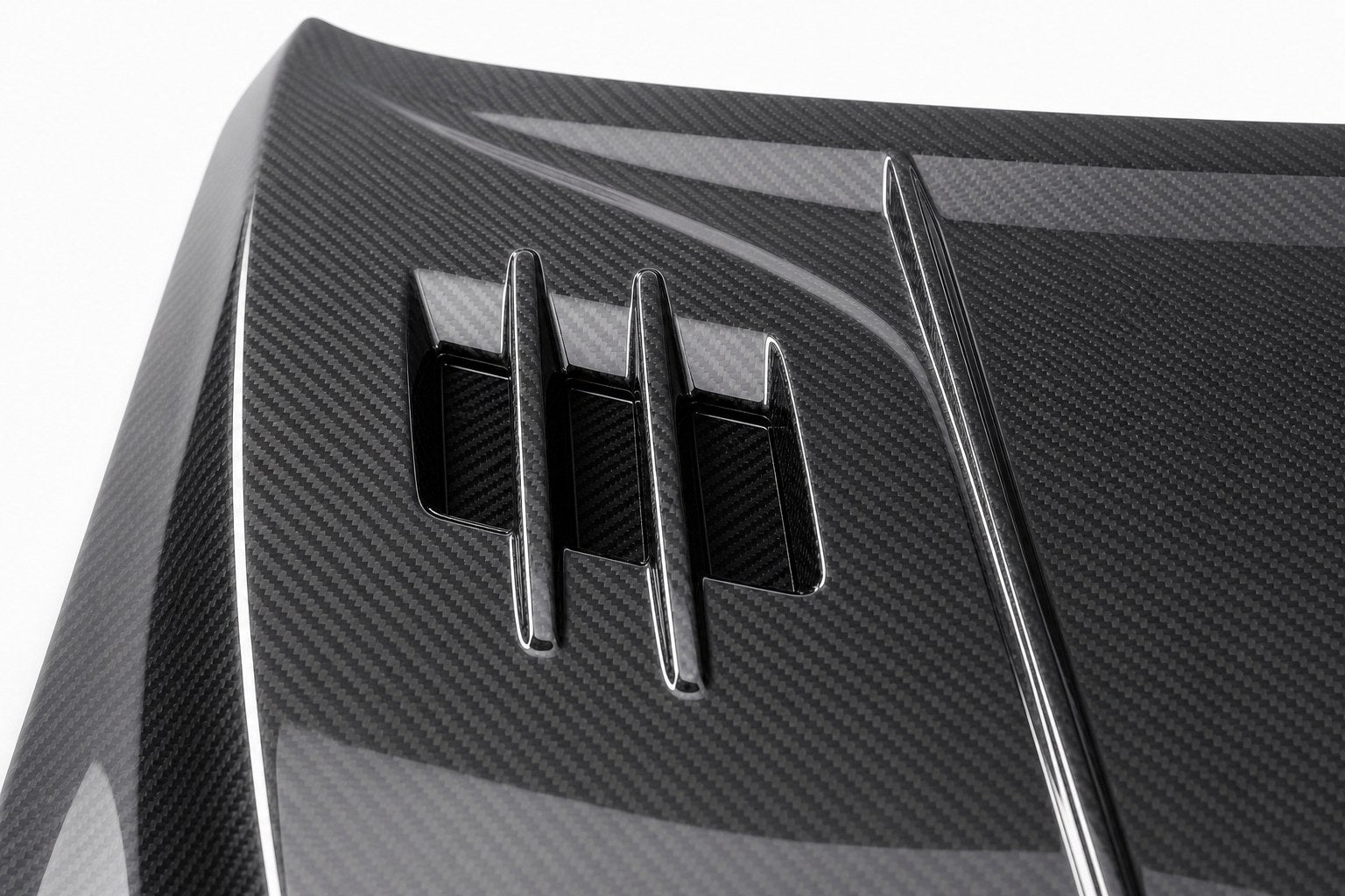 2018-2024 Toyota Camry XV70 V2 Style Carbon Fiber Hood - Detail closeup