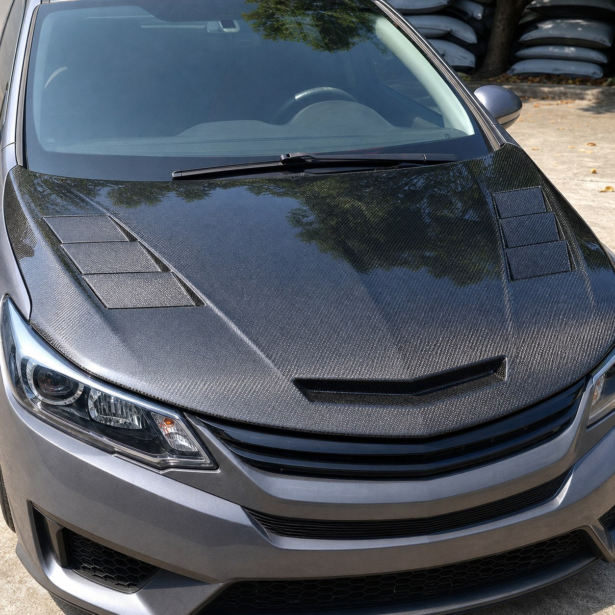 2015-2020 Honda Fit / Jazz GK5 Vented Carbon Fiber Hood - Installed context