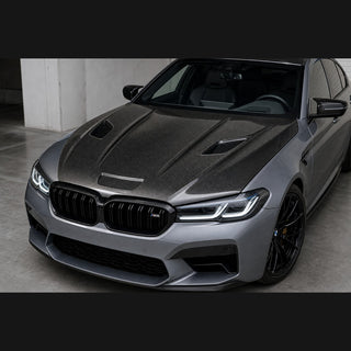 2017-2023 BMW 5 Series G30 / F90 M5 Vented Carbon Fiber Hood - Installed context