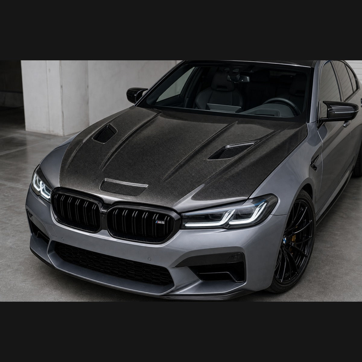 2017-2023 BMW 5 Series G30 / F90 M5 Vented Carbon Fiber Hood - Installed context