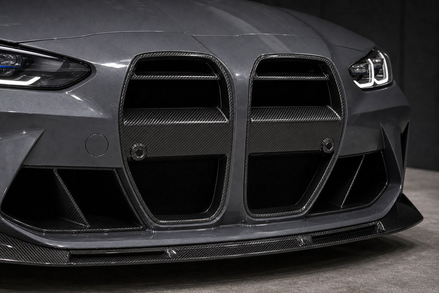2021-2026 BMW M3 G80 / M4 G82 Carbon Fiber Grille / Trim - Installed context