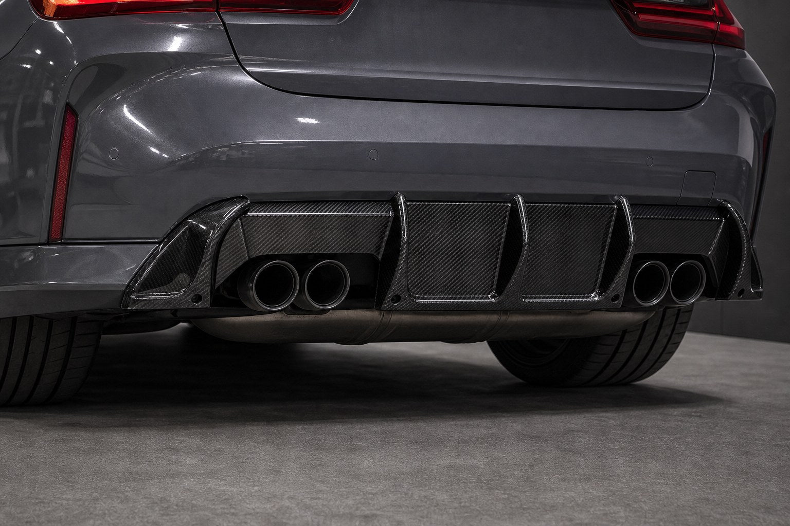 2021-2026 BMW M3 G80 / M4 G82 Carbon Fiber Rear Diffuser / Bumper - Installed context