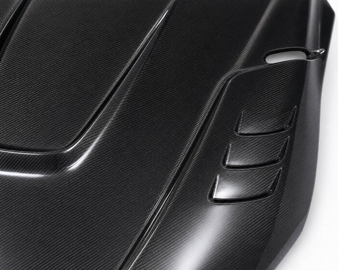 2020-2026 Toyota GR Supra A90/A91 Vented Performance Carbon Fiber Hood - Detail closeup
