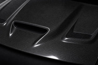 2015-2023 Dodge Challenger LC OEM Style Carbon Fiber Hood - Detail closeup