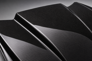 2015-2017 Ford Mustang S550 Heat Extractor Carbon Fiber Hood - Detail closeup