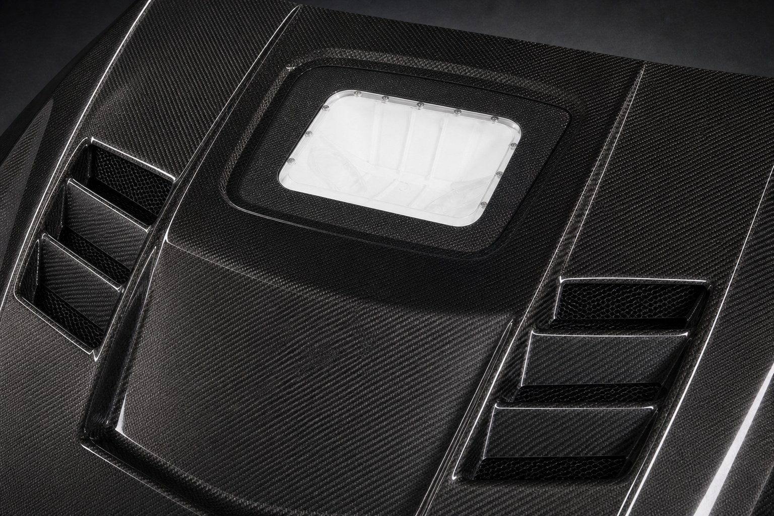 2024-2026 Ford Mustang S650 Vented Carbon Fiber Hood - Detail closeup