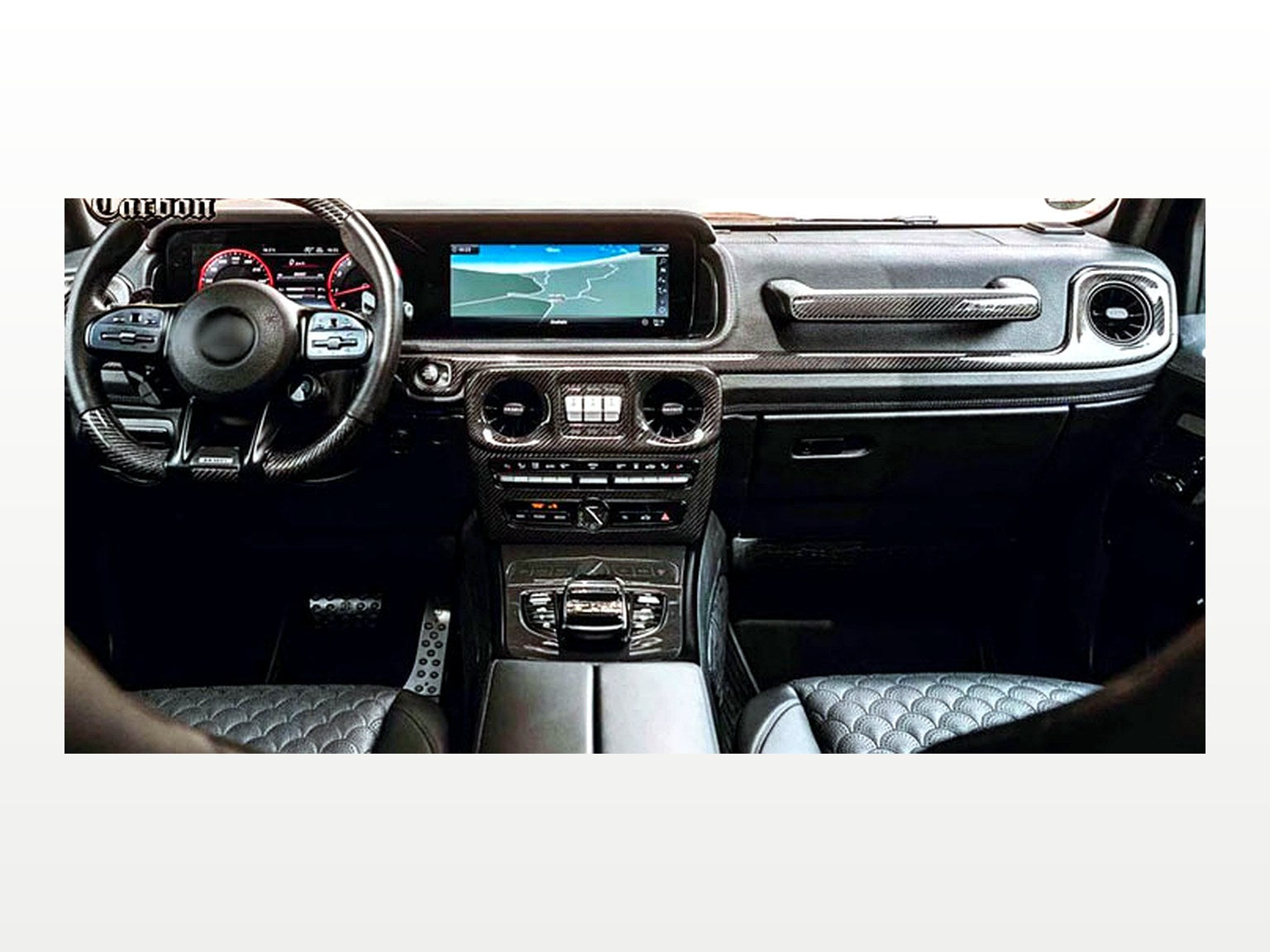2019-2024 Mercedes-Benz G-Class W463A/W464 Dry Carbon Fiber Interior Kit - Installed context