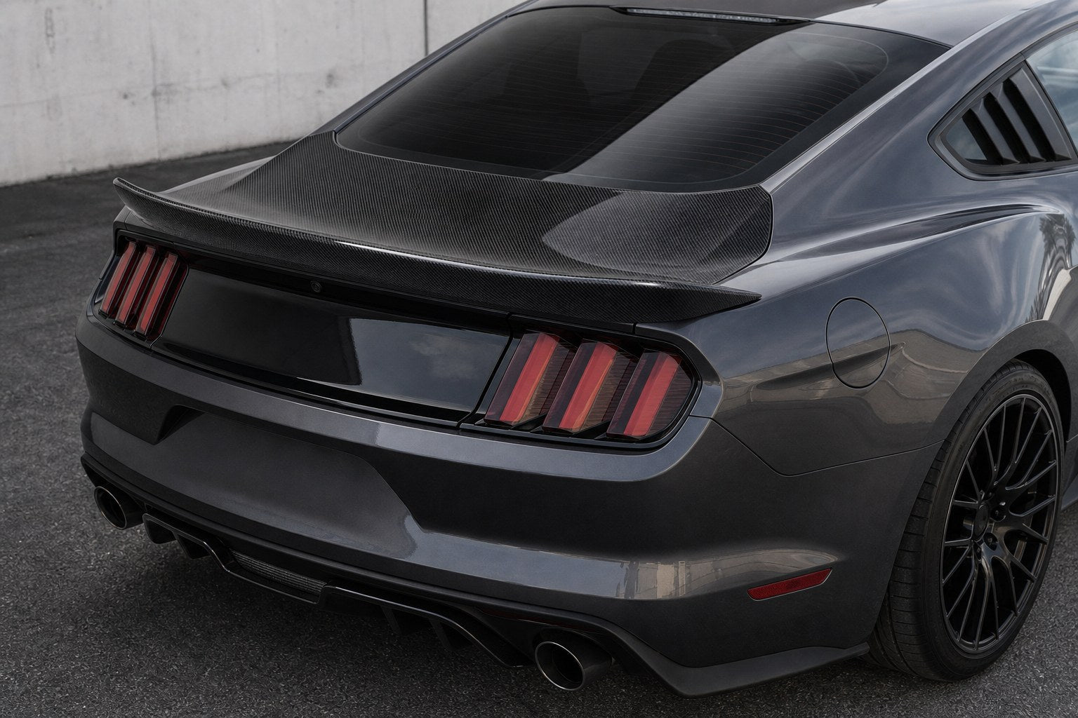 2015-2023 Ford Mustang S550 Carbon Fiber Decklid Panel - Installed context