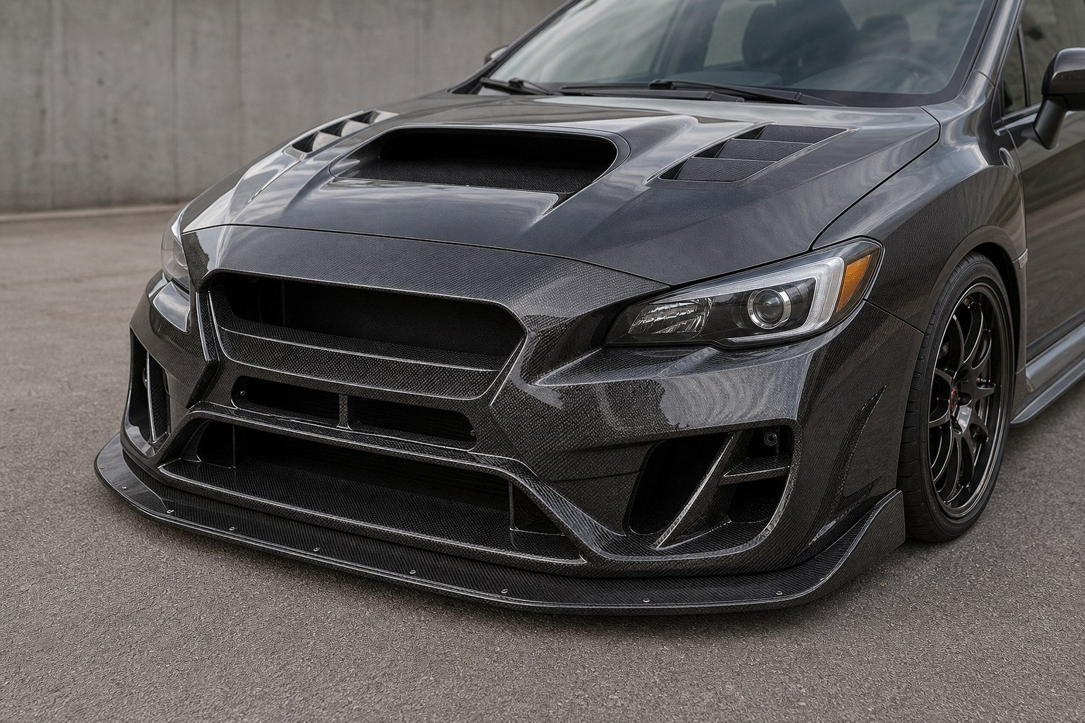 2015-2021 Subaru Impreza WRX/STI Carbon Fiber Front Bumper - Installed context
