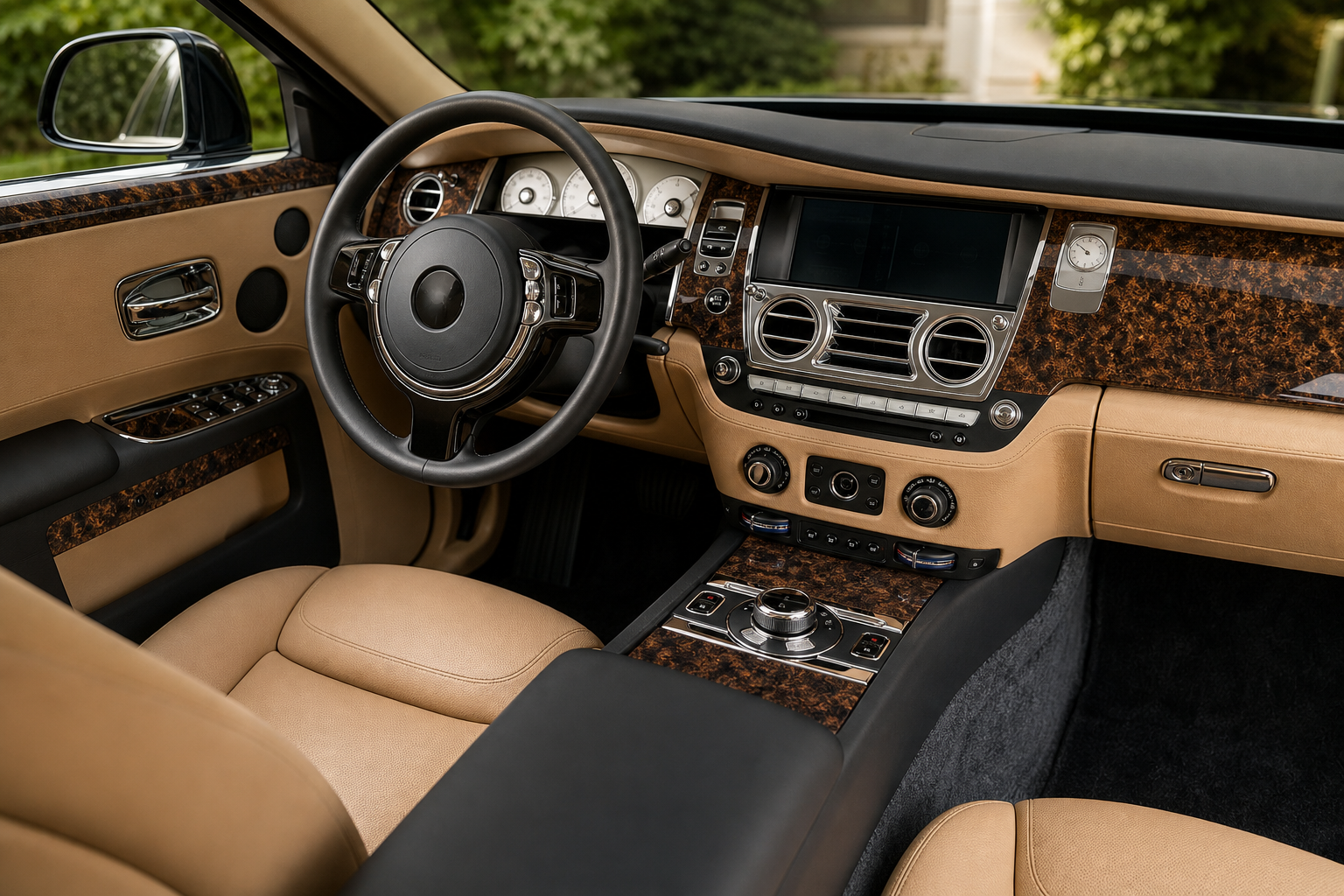 2010-2020 Rolls-Royce Ghost RR4 Wood and Carbon Fiber Interior Kit - Installed context