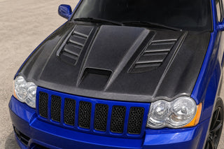 2005-2010 Jeep Grand Cherokee WK Vented Carbon Fiber Hood - Installed context