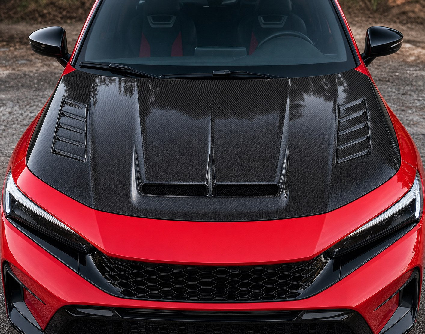 2022-2026 Honda Civic 11th Gen Carbon Fiber Hood - Installed context
