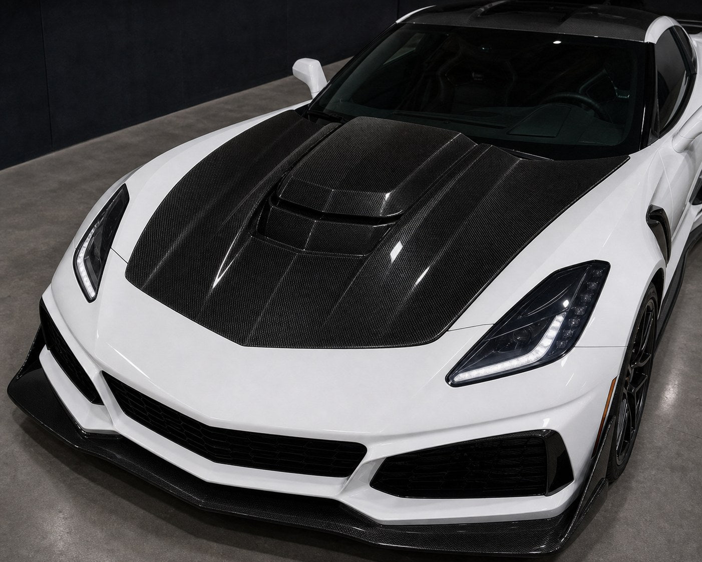2014-2019 Chevrolet Corvette C7 ZR1 Style Carbon Fiber Hood - Installed context