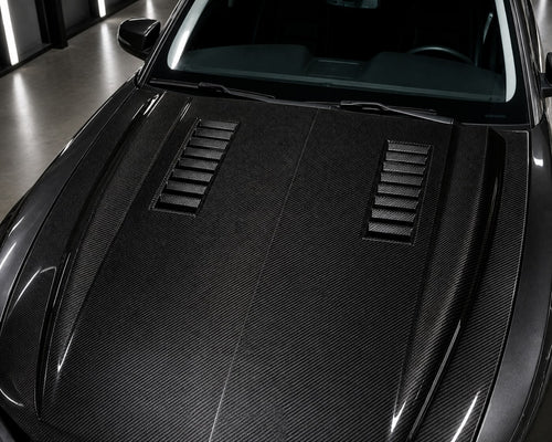 2005-2009 Ford Mustang Carbon Fiber Hood - Installed context