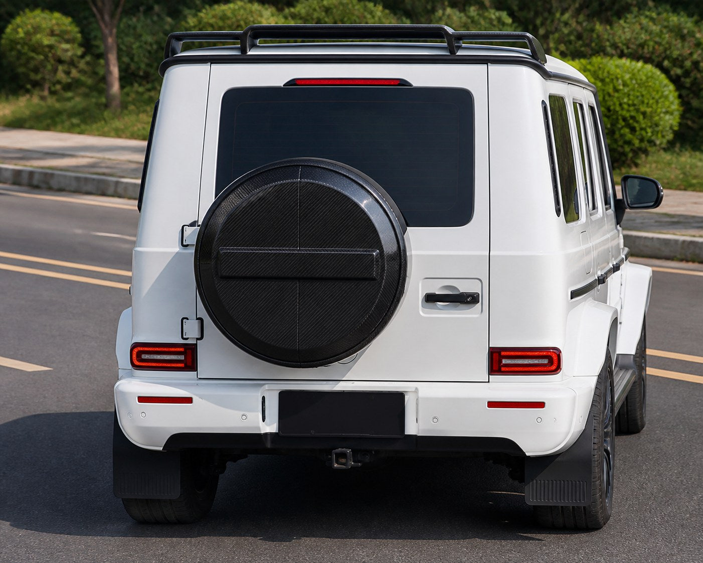 2019-2024 Mercedes-Benz G-Class W463A/W464 Dry Carbon Fiber Spare Tire Cover - Installed context