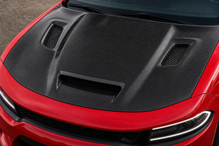 2015-2023 Dodge Charger LD Carbon Fiber Hood - Installed context