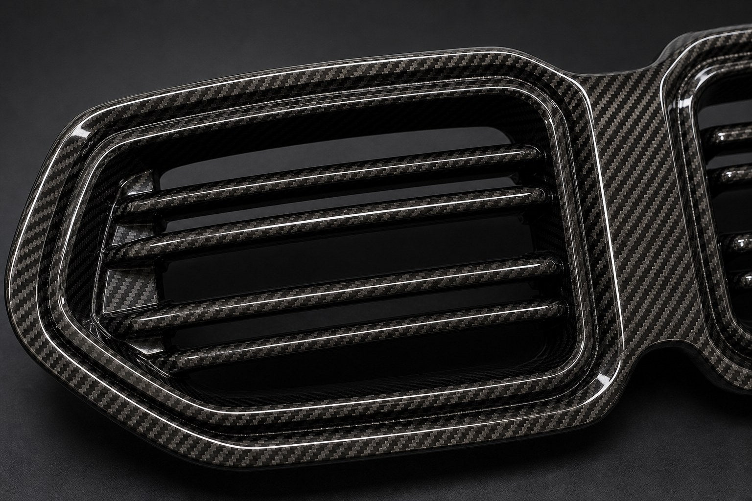 2023-2026 BMW M2 G87 Carbon Fiber Kidney Grille Set - Detail closeup