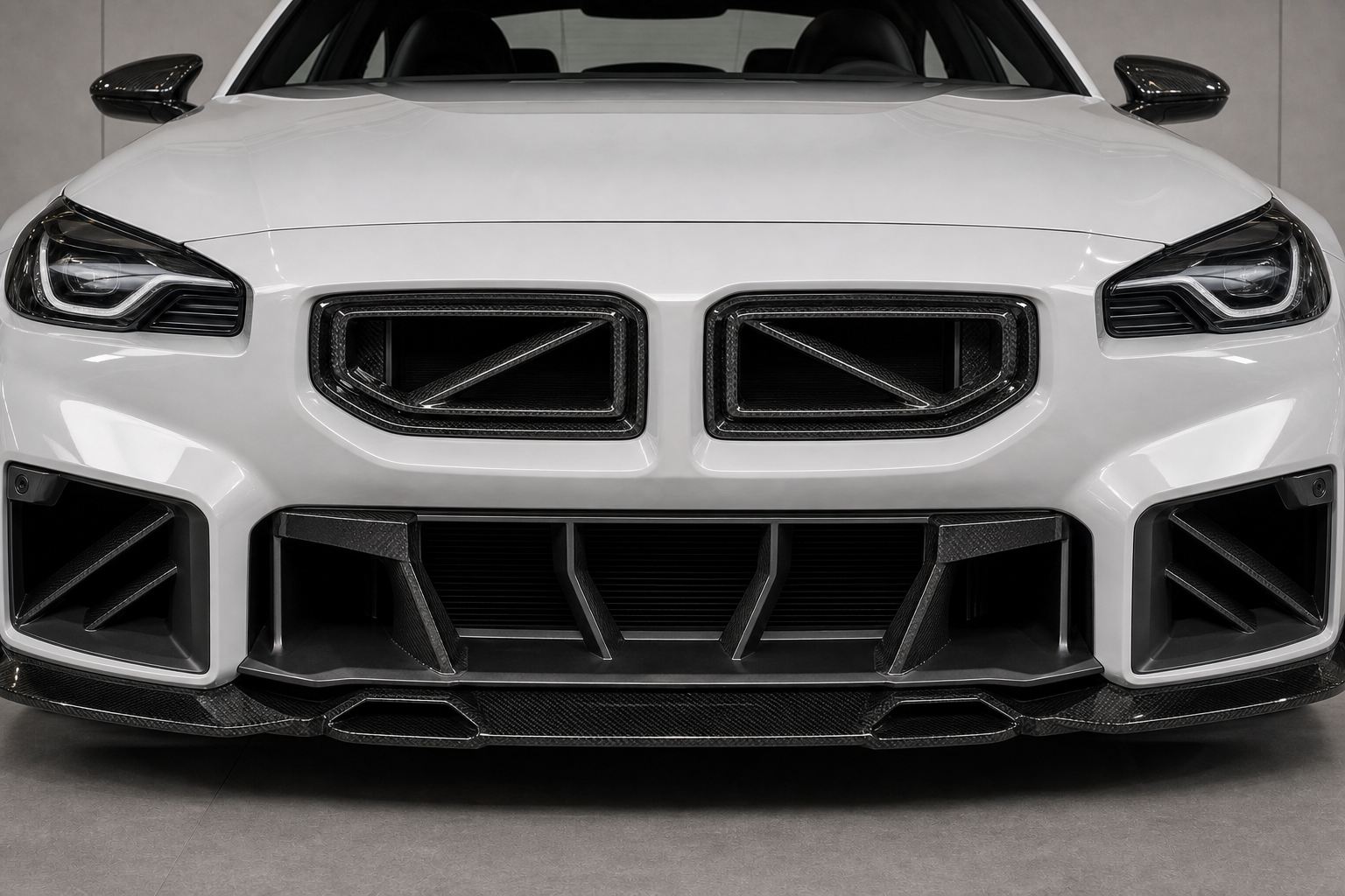 2023-2026 BMW M2 G87 Dry Carbon Fiber Grille / Trim - Installed context