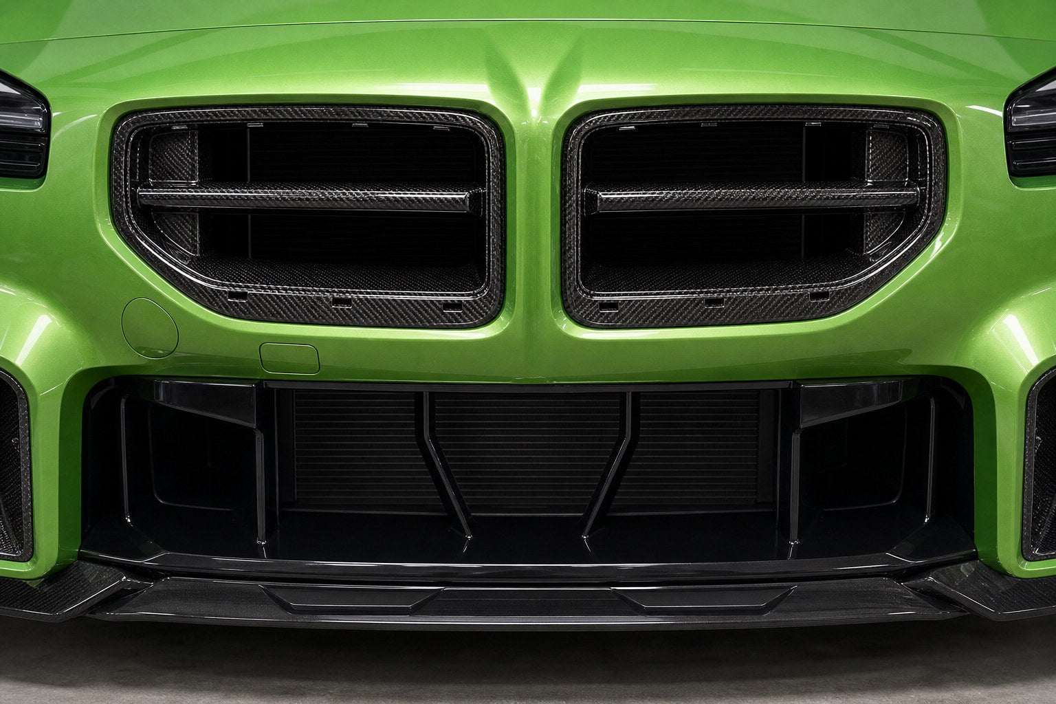 2023-2026 BMW M2 G87 Carbon Fiber Front Bumper Grille Trim - Installed context