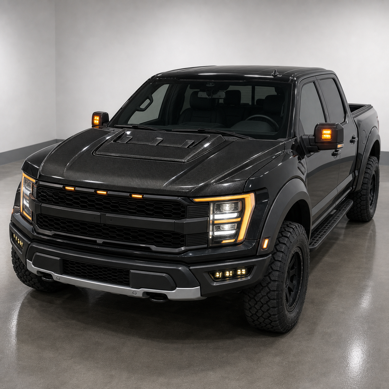 2017-2020 Ford F-150 Raptor Carbon Fiber Hood - Installed context