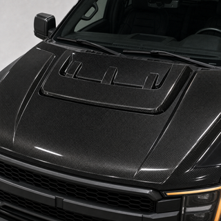 2017-2020 Ford F-150 Raptor Carbon Fiber Hood - Detail closeup