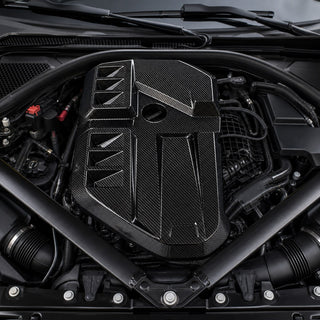 2021-2026 BMW M3 G80 / M4 G82 Dry Carbon Fiber Engine Cover - Installed context