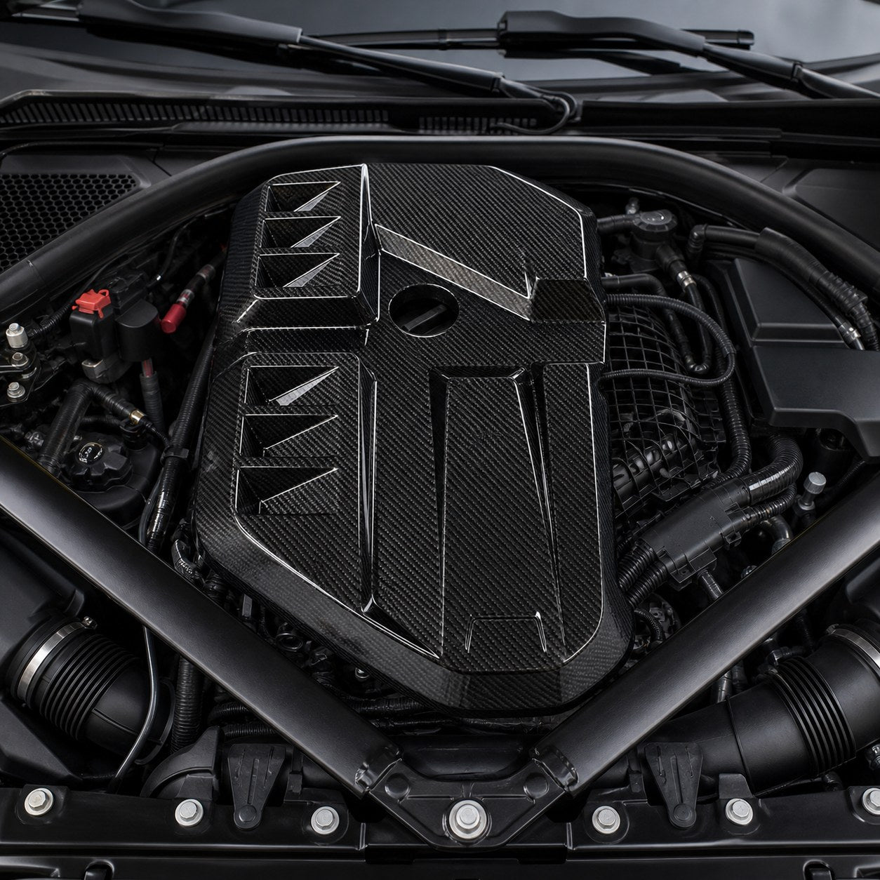 2021-2026 BMW M3 G80 / M4 G82 Dry Carbon Fiber Engine Cover - Installed context