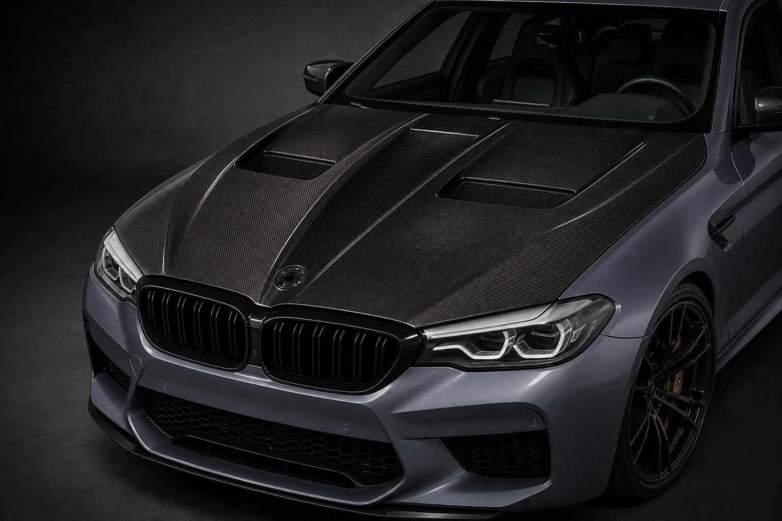 2017-2023 BMW 5 Series G30 / F90 M5 Double-Sided Carbon Fiber Hood - Installed context