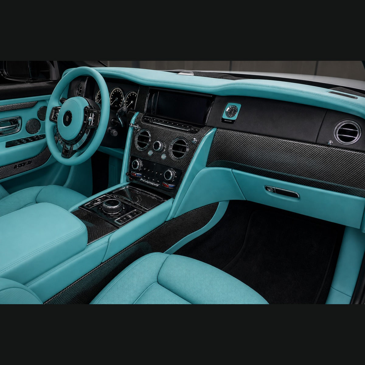2019-2024 Rolls-Royce Cullinan Dry Carbon Fiber Interior Kit with LED Door Sills - Installed context