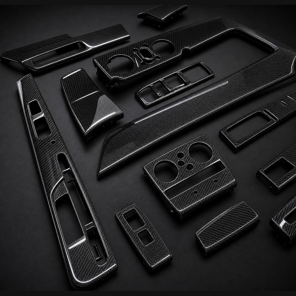 2019-2024 Rolls-Royce Cullinan Dry Carbon Fiber Interior Kit with LED Door Sills - Detail closeup