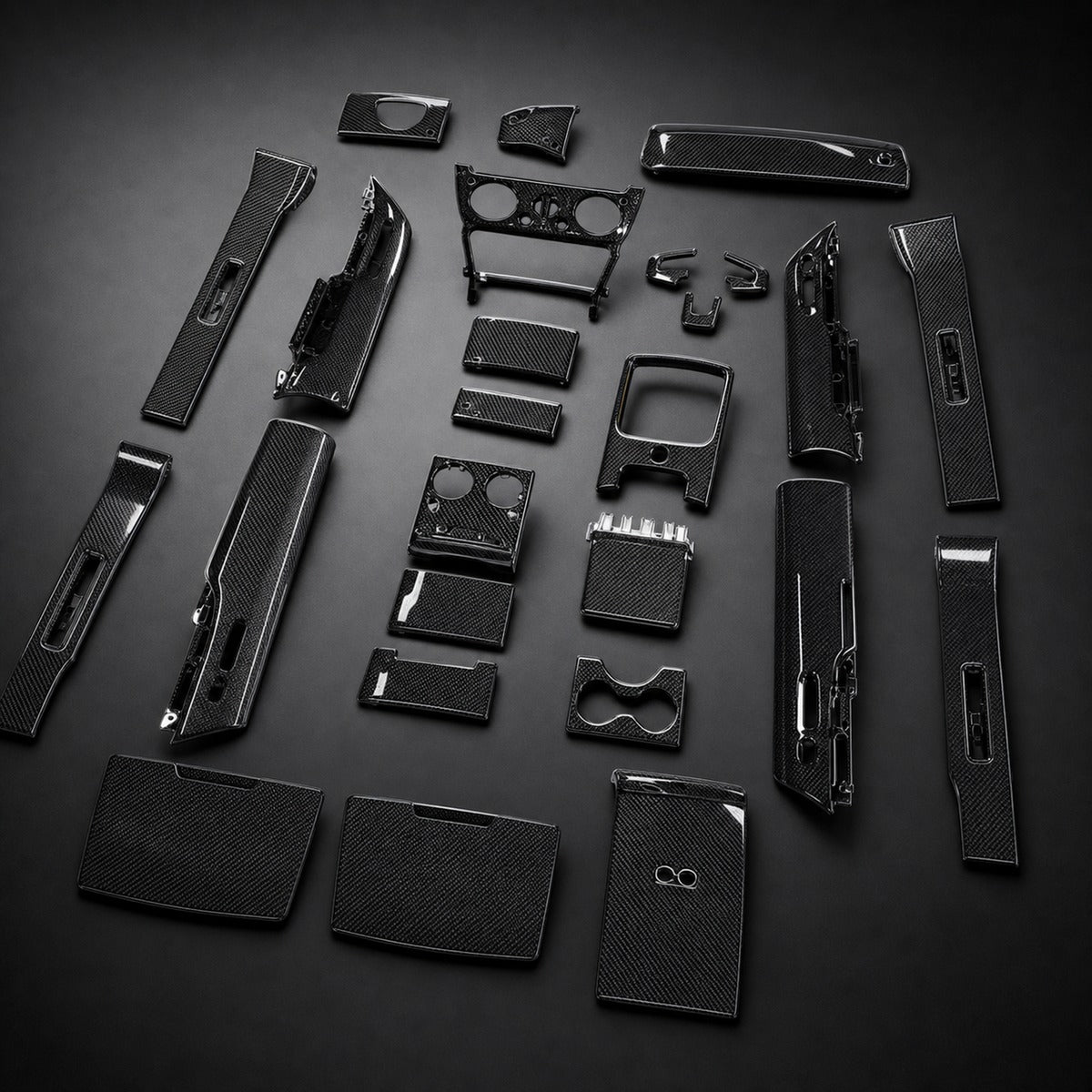 2019-2024 Rolls-Royce Cullinan Dry Carbon Fiber Interior Kit with LED Door Sills - Alternate angle