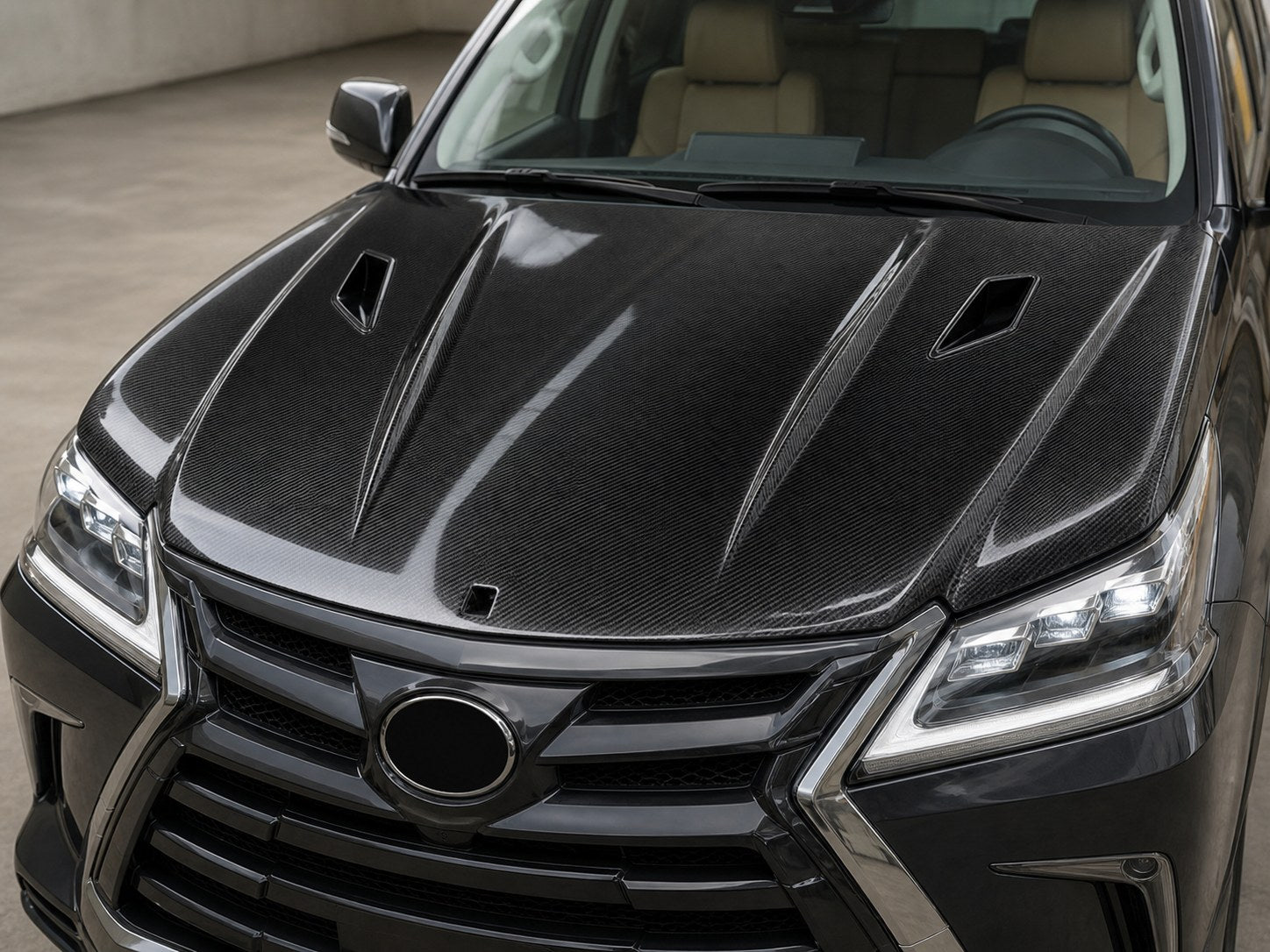 2016-2021 Lexus LX570 J200 Carbon Fiber Hood - Installed context