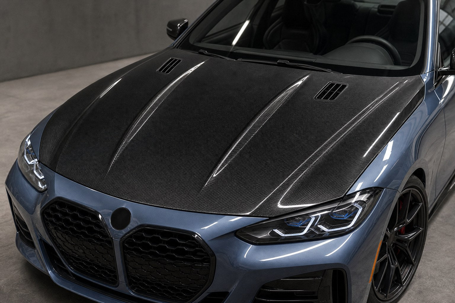 2021-2026 BMW 4 Series G22 Carbon Fiber Hood - Installed context