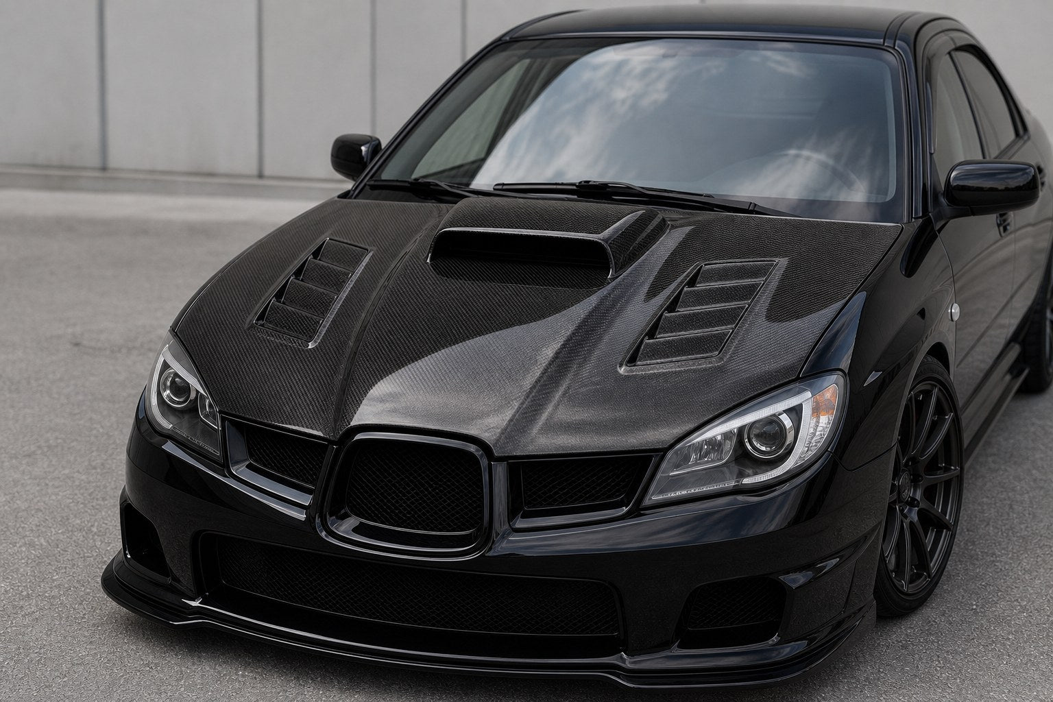 2006-2007 Subaru Impreza WRX/STI GD Carbon Fiber Hood - Installed context