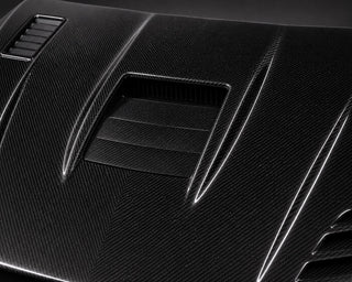 2008-2015 Mitsubishi Lancer Evolution X CZ4A Carbon Fiber Hood - Detail closeup